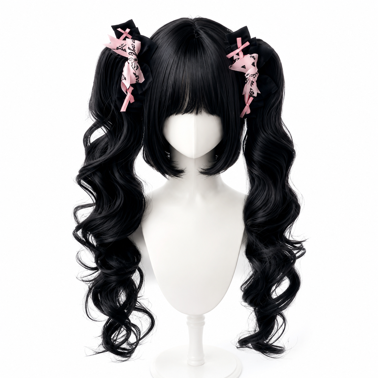 Baroque Sweetheart Twin-Tail Lolita Wig - Blue Black Mannequin Product View 01 Baroque Sweetheart Twin-Tail Lolita Wig in Blue Black, mannequin product view 01