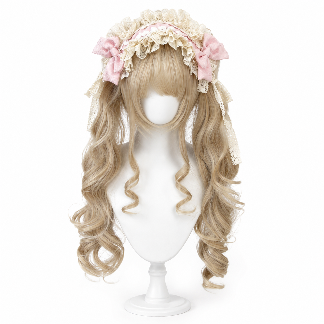 Cream Gold Spiral-Curl Lolita Wig in Cream Gold, mannequin product view 01