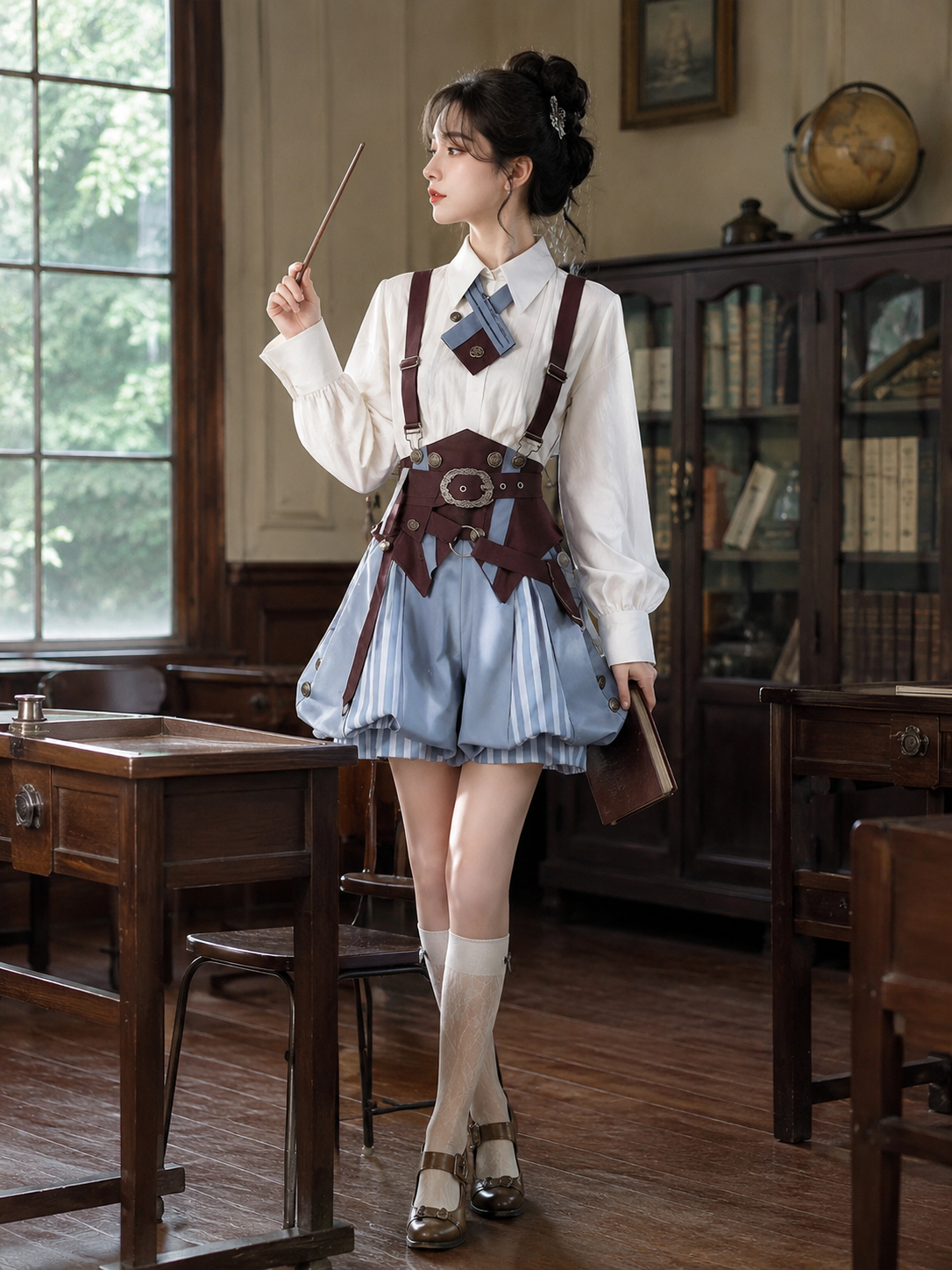 Prince's Secret Romance Academy Ouji Three-Piece Set - Ivory, Blue and Brown Main Product Styling View 01 Prince's Secret Romance Academy Ouji Three-Piece Set in Ivory, Blue and Brown, main product styling view 01