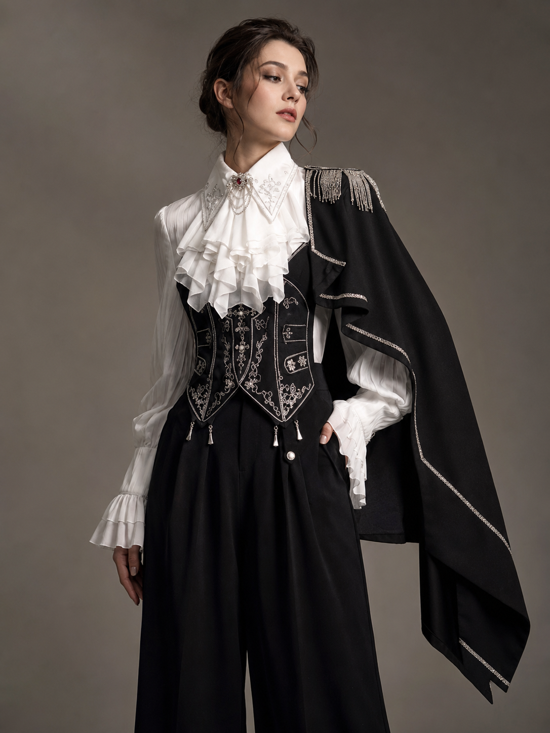 Royal Pact Palace Ouji Set - Black and White Styled Model View 01 Royal Pact Palace Ouji Set in Black and White, styled model view 01